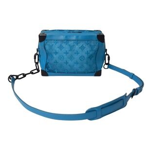 LOUIS VUITTON Soft Trunk Shoulder Bag Monogram Mesh Blue Black Hardware